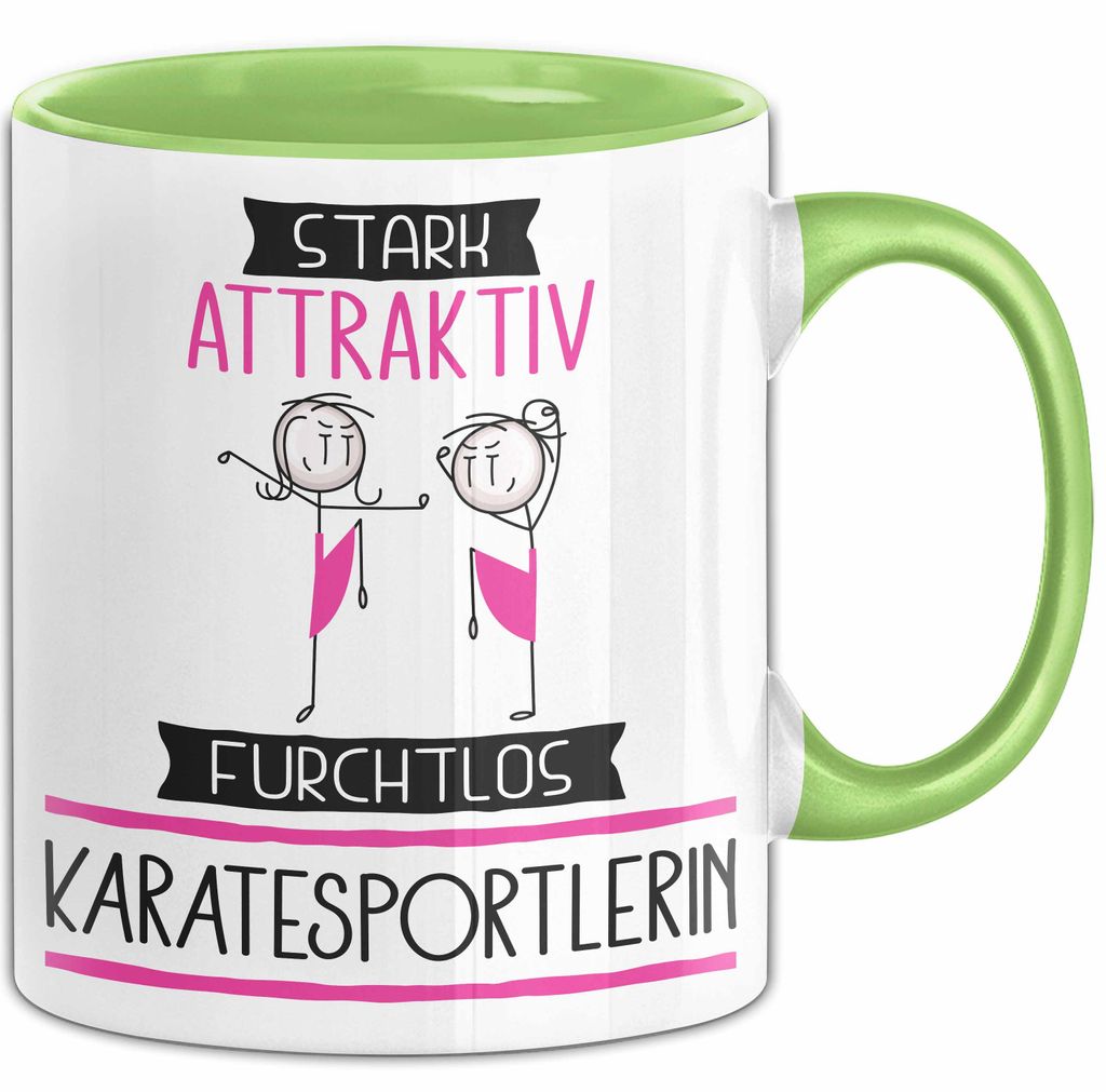 Karatesportlerin Tasse Geschenk Becher Stark Attraktiv Furchtlos Karatesportlerin Lustige Geschenkidee (Grün)