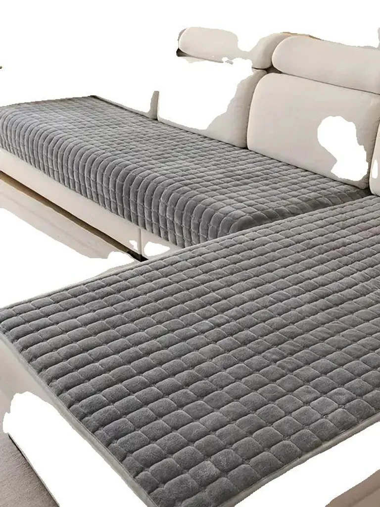 Housse de canapé gris foncé 2 pièces : finissez-en avec le tissu qui glisse