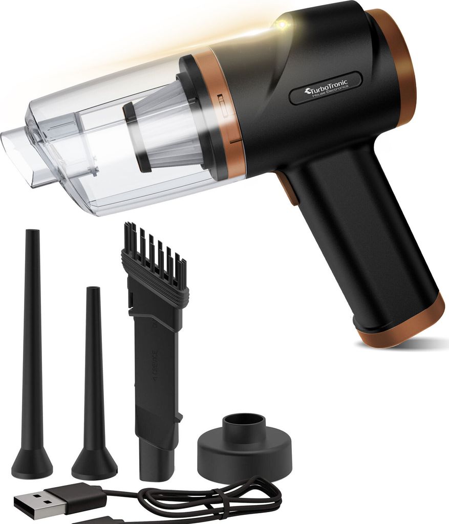 TurboTronic Akku Staubsauger - TT-EQ7 - 5KPA Handstaubsauger mit 47k RPM Gebläse 2 Stufen kabellos 0,15 L beutellos Fugendüse Akku Staubsauger ka...