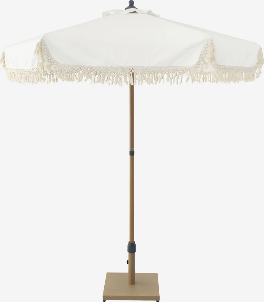 Ombrellone Boho-Chic Beige con Frange 2m | Arredo Esterno Acciaio - 1