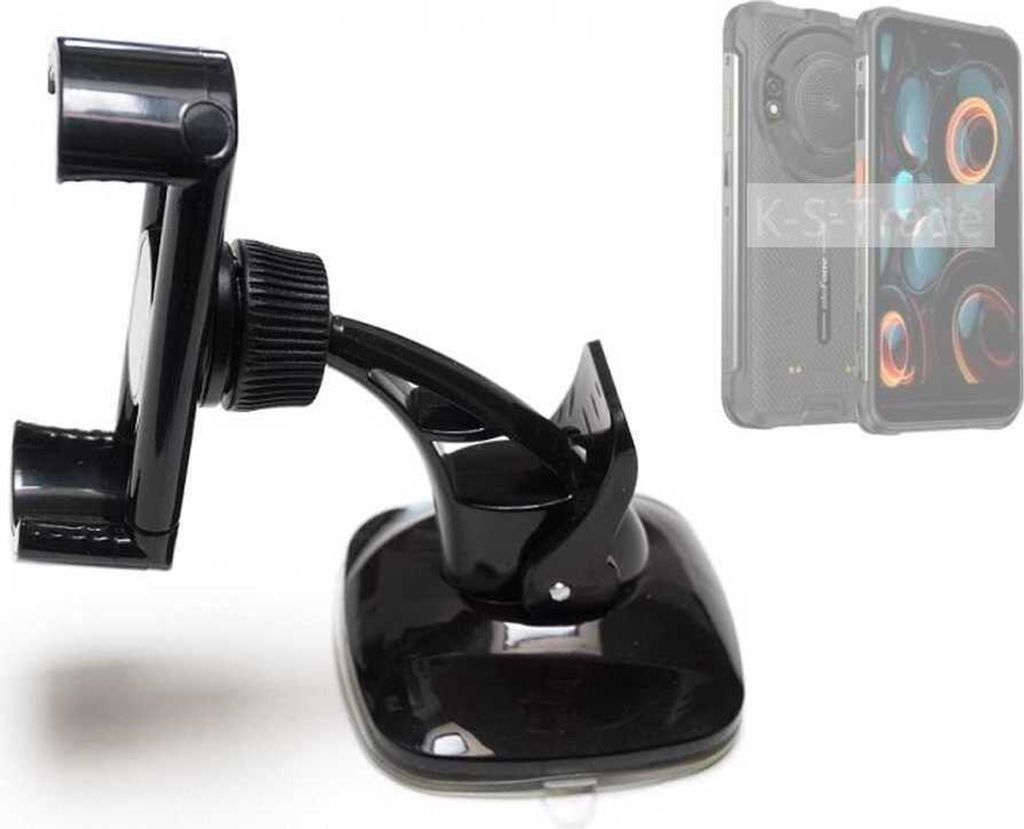 K-S-Trade kompakte Handy-Halterung Windschutzscheibe kompatibel mit Ulefone Power Armor 16S Armaturenbrett schwarz Autohalterung KFZ Halter