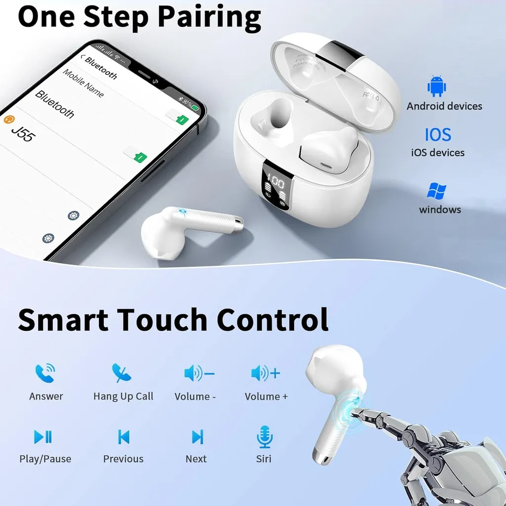 Cuffie Wireless Bluetooth 5.3: Design IP7 Impermeabile e LED Display - 6