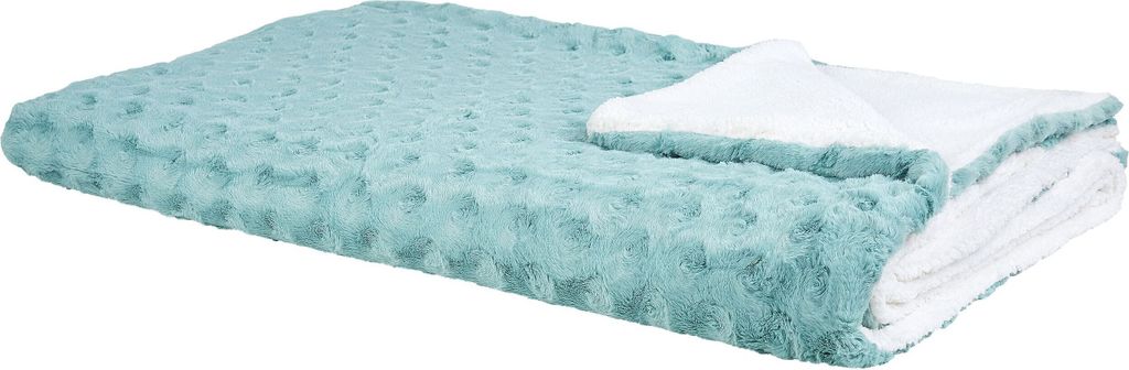 BELIANI Tagesdecke Hellgrün / Weiß 200 x 220 cm Rechteckig Dekorativ Modern Für Schlafzimmer