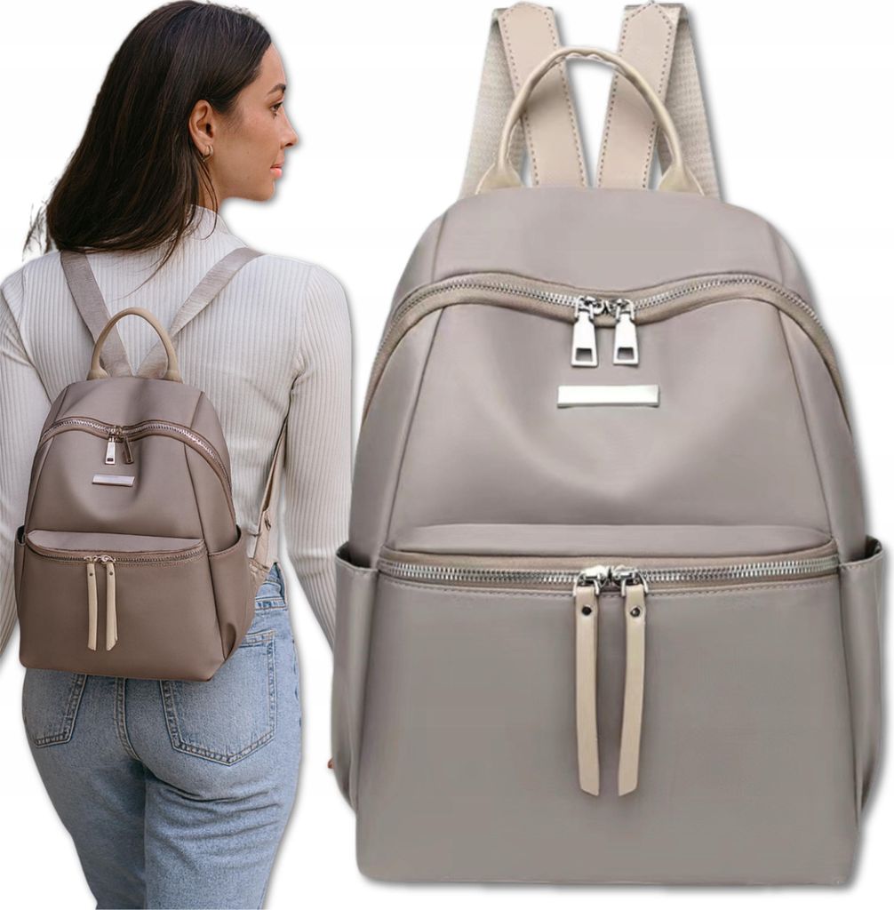 EDIBAZZAR | Wasserdichter grauer Damenrucksack für Schule, Produktbild 