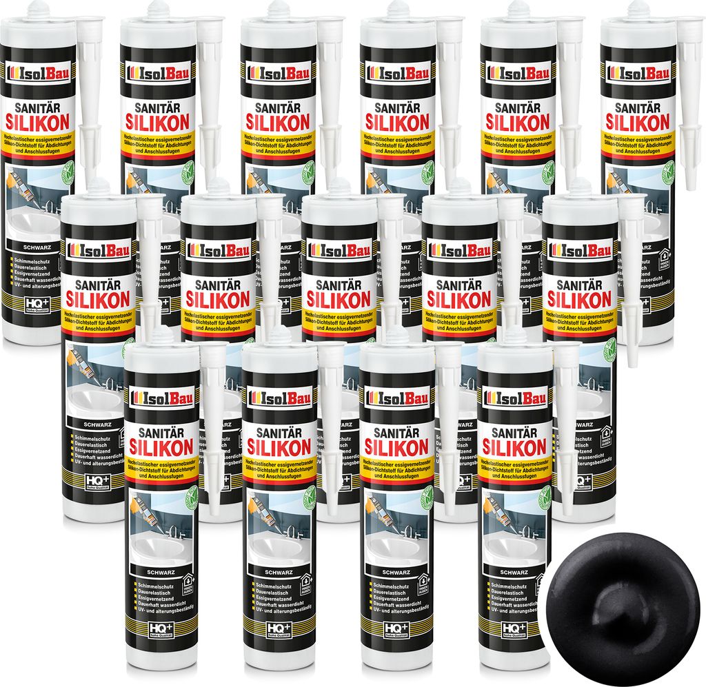 Isolbau Silicone sanitaire 15 x 300 ml Noir Mastic silicone Image du produit 