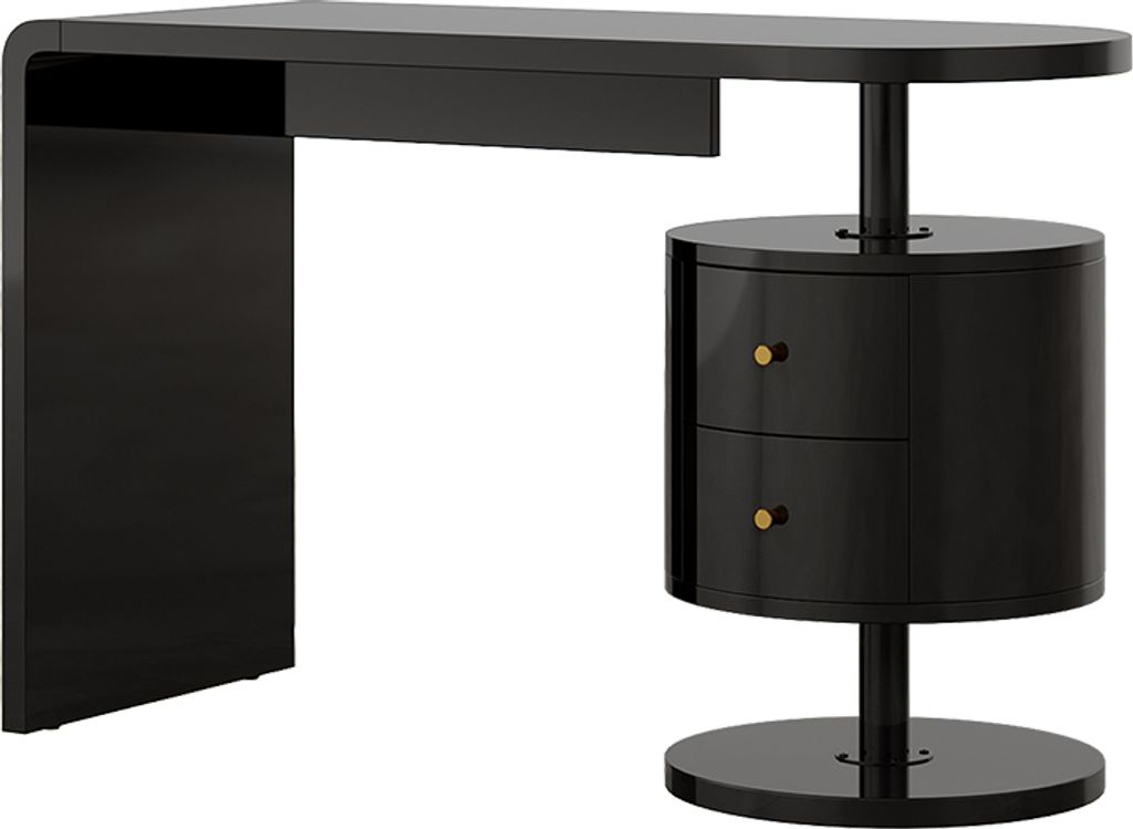 Schminktisch Vicco Lara Schwarz Hochglanz 120 cm mit 2 Schubladen, Model 50185