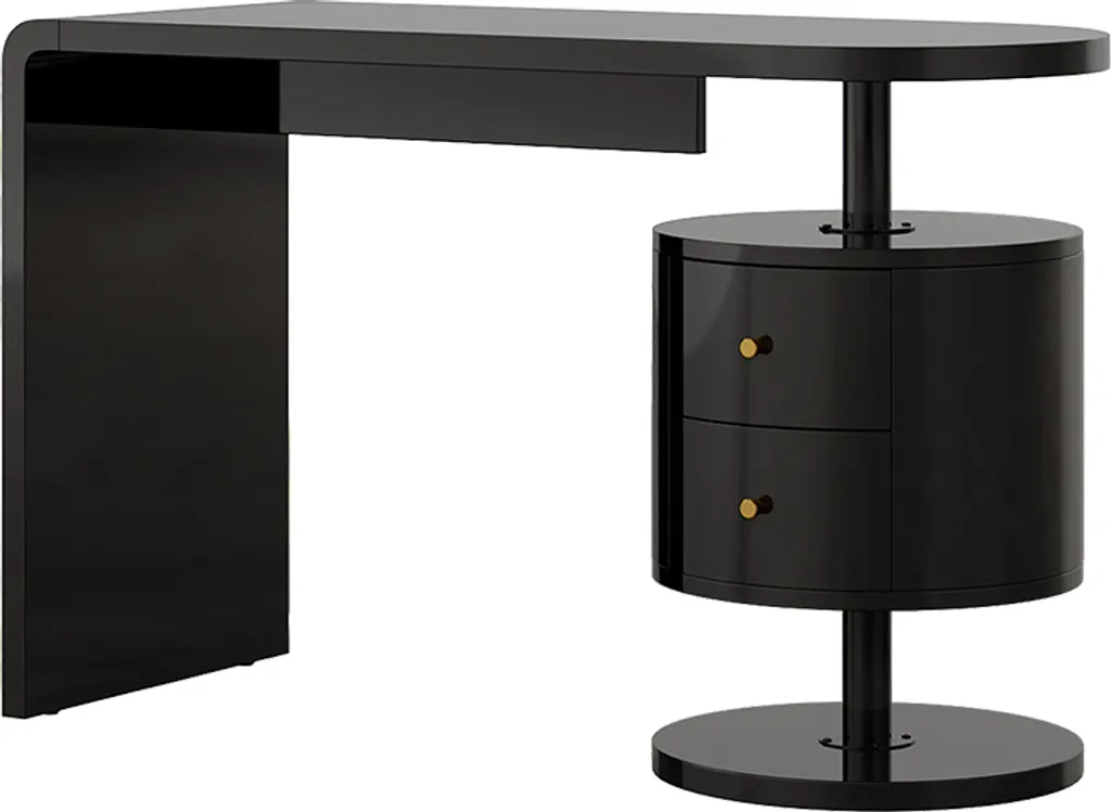 Bureau de Travail 120cm Noir Brillant pour Étudiant et Chambre Vicco Lara