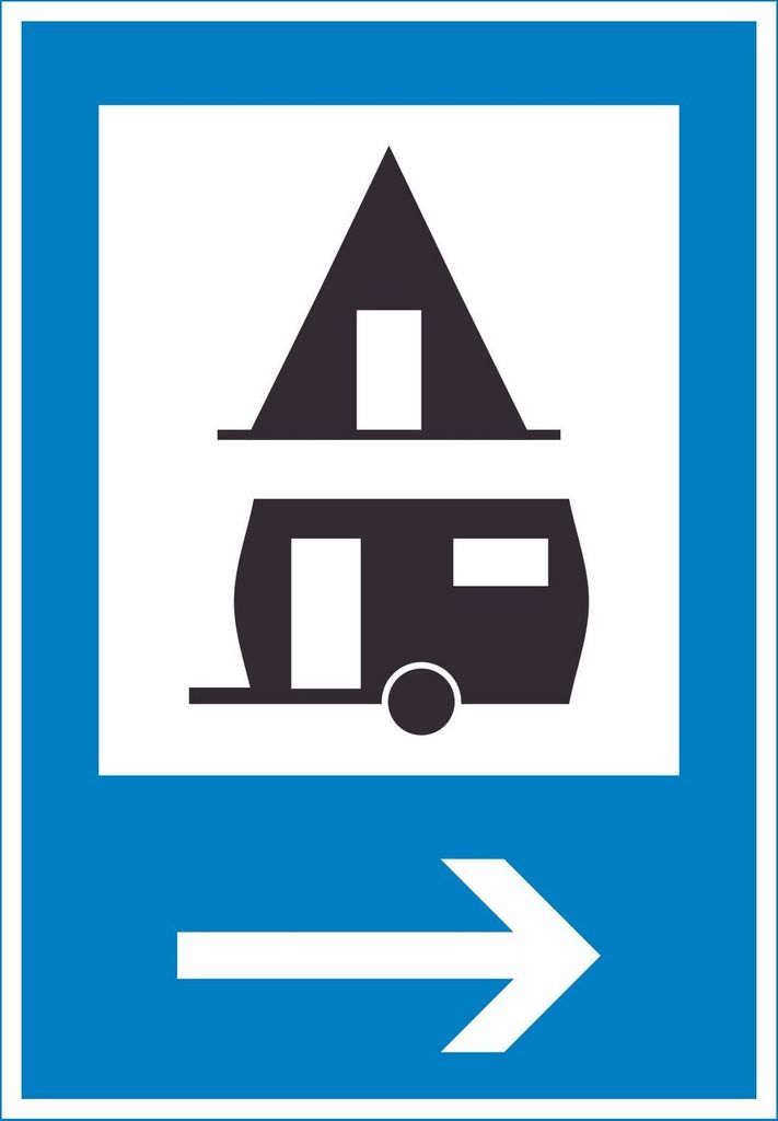 Campingplatz rechts Schild A4 (210x297mm)