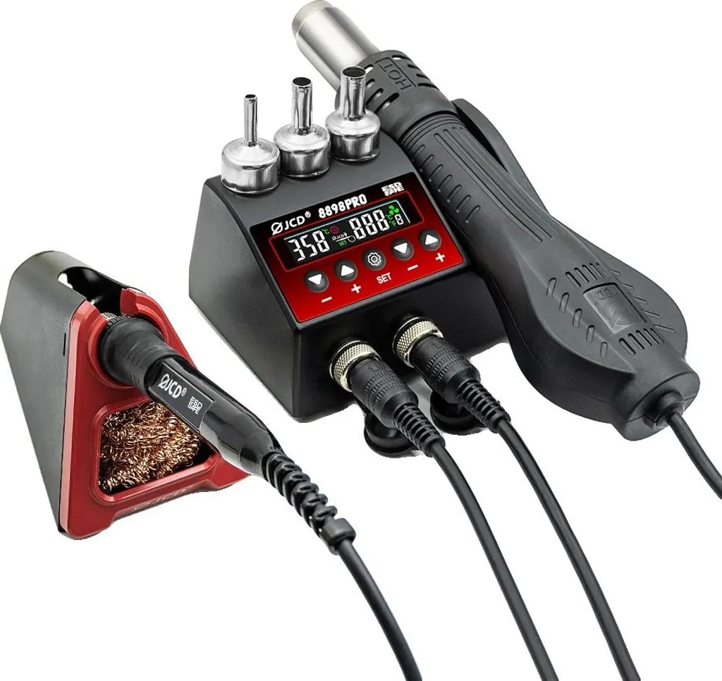Stazione di saldatura, pistola ad aria calda, doppio display LCD, 8898Pro KIT2, 220V EU PLUG