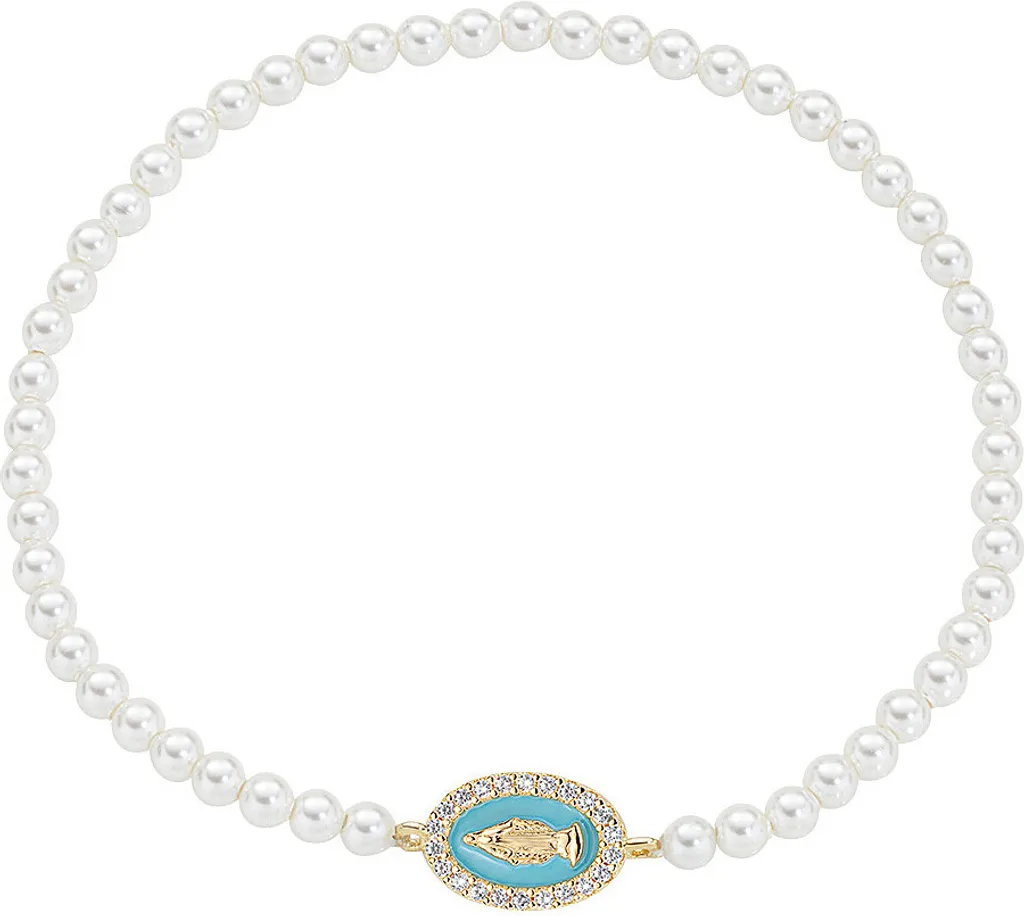 Regala un Sogno: Bracciale Donna Amen Gold Perle e Medaglia Miracolosa