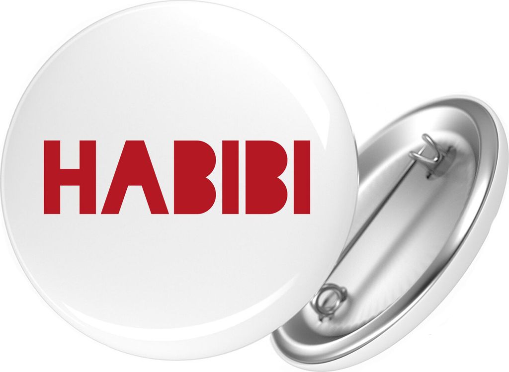 Huuraa Button Habibi Schatz Freund 25mm rund mit Sicherheitsnadel Ansteckbutton Geschenkidee