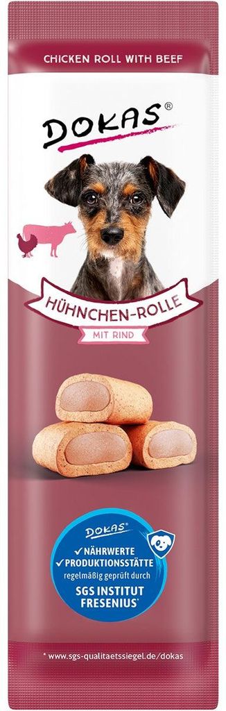 Dokas Hühnchen-Rolle mit Rind, Snacks, Hund, Adult, Rind, Produktbild 