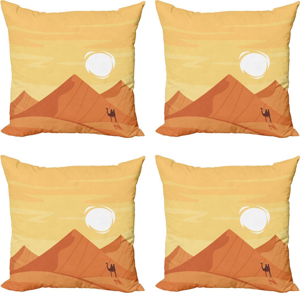 ABAKUHAUS Oase Kissenbezug Set (4 Stück), Heiß und Dürre Landschaft, Moderner Doppelseitiger Digitaldruck, 40 cm x 40 cm, Senf Zimt