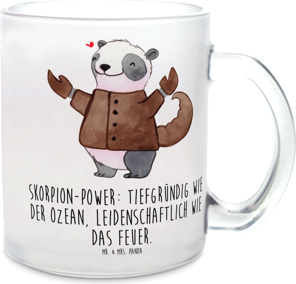 Mr. & Mrs. Panda Teetasse Skorpion Astrologie - Transparent - Geschenk, Sternzeichen, Horoskop, Tee Tasse, Teeglas, Pott, Geburtstagsgeschenk, Häf...
