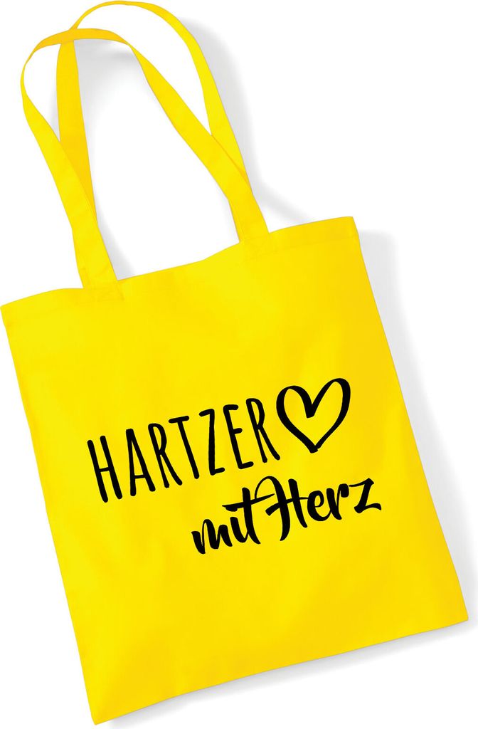 Huuraa Jutebeutel Hartzer mit Herz 10 Liter Yellow Baumwolle Tasche Geschenkidee