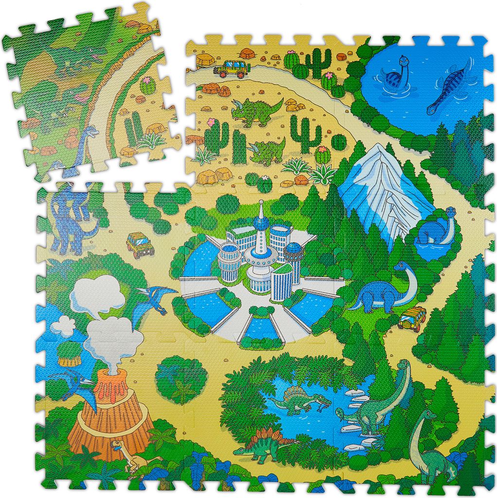 relaxdays puzzle podložka dinosaurus zelená/farebná 90,0 x Obrázok produktu 