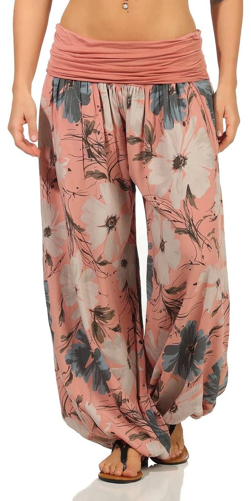Sommerhose Damen Haremshose elastischer Bund leichte Hippie Pumphose Gr. 36-48