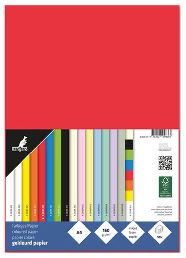 kangaro Multifunktionspapier DIN A4 160 g/qm rot 50 Blatt