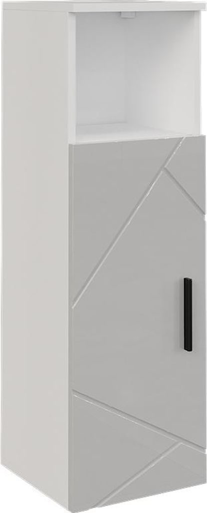 Vicco Midischrank Irma, 30 x 93 cm mit Tür, Weiß/Weiß Hochglanz