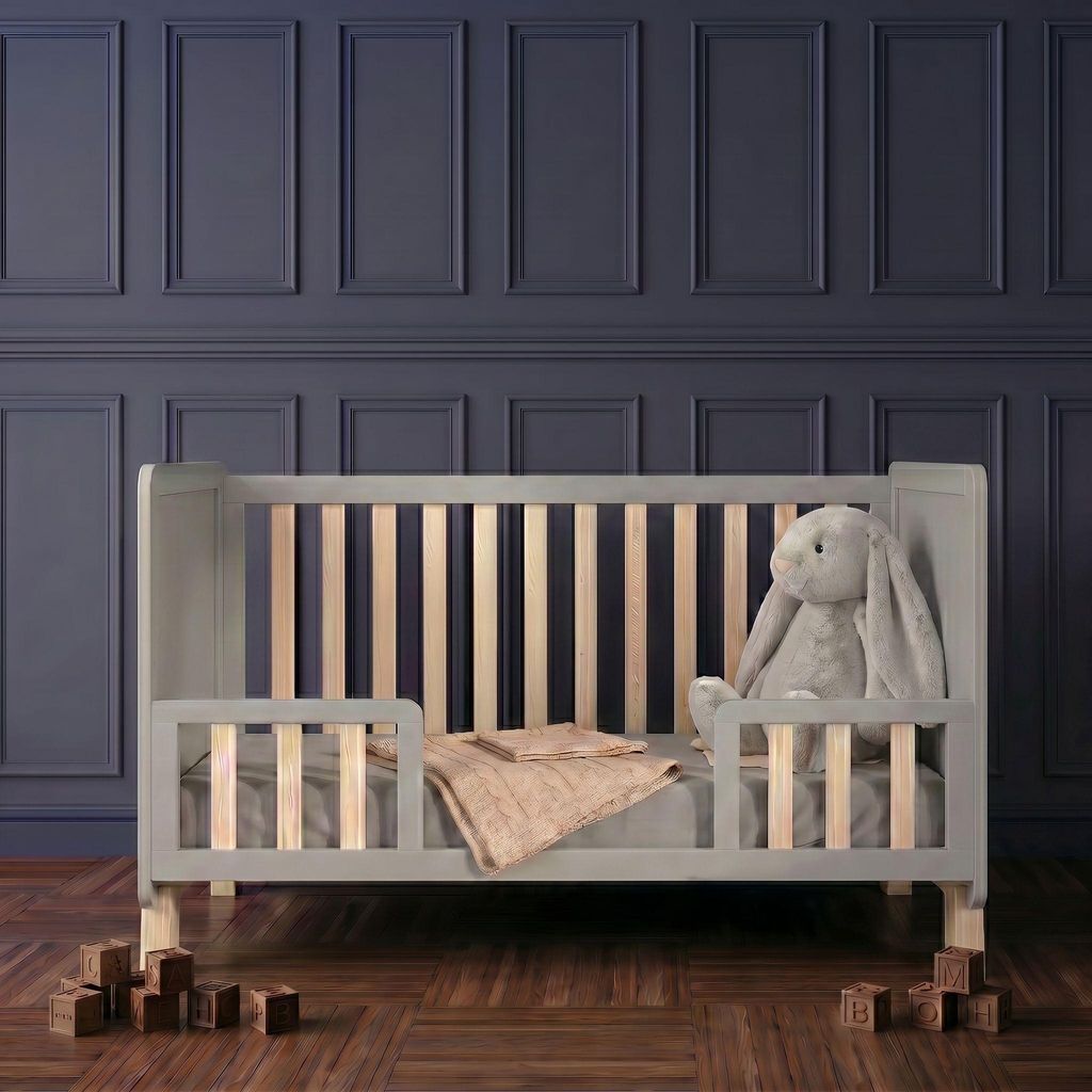 Love For Sleep Babybett Gitterbett Grau-Kiefer 120 x 60 cm Produktbild 