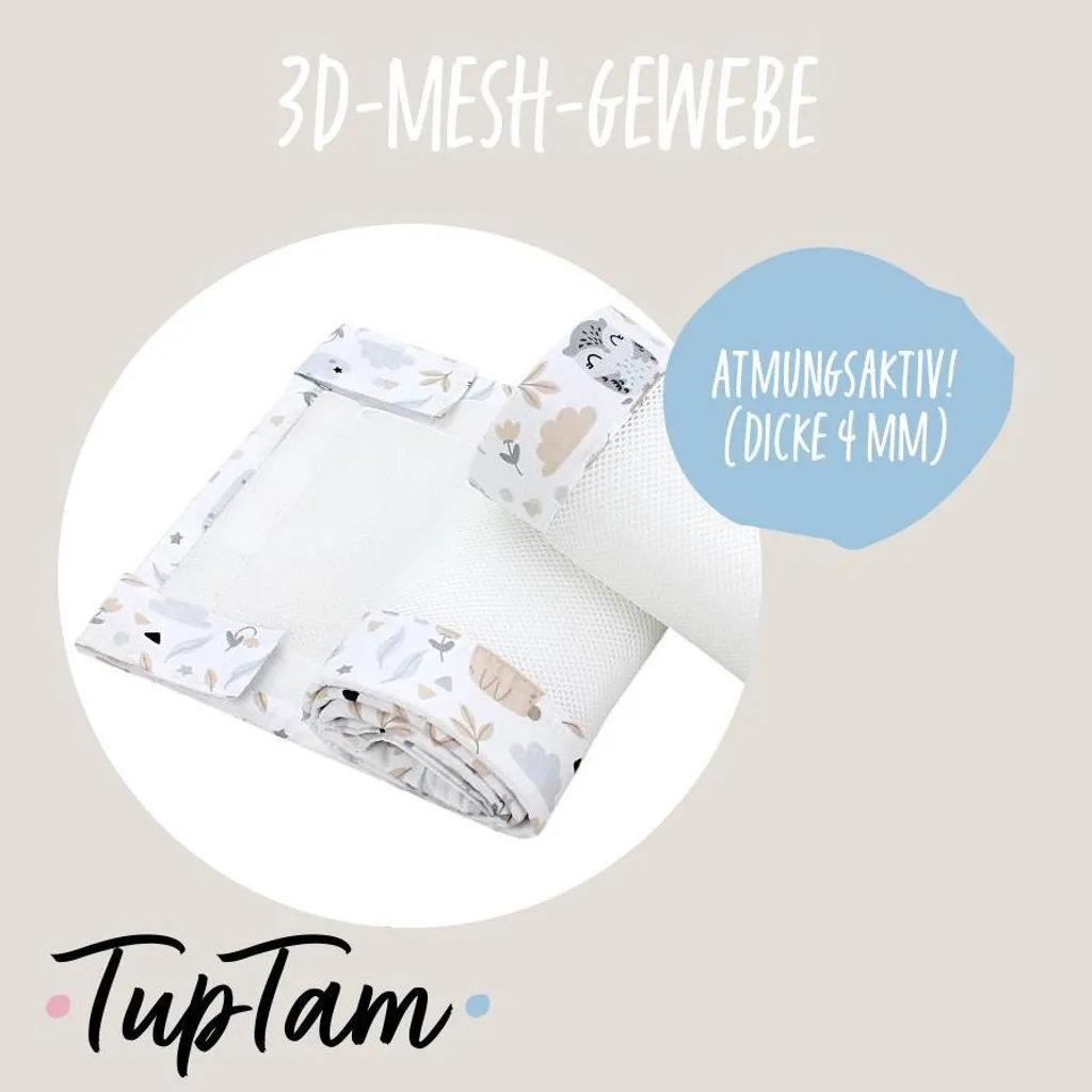 TupTam Barrière de Lit Bébé 3D Mesh 2 Pièces 128x30cm pour Lit 140x70