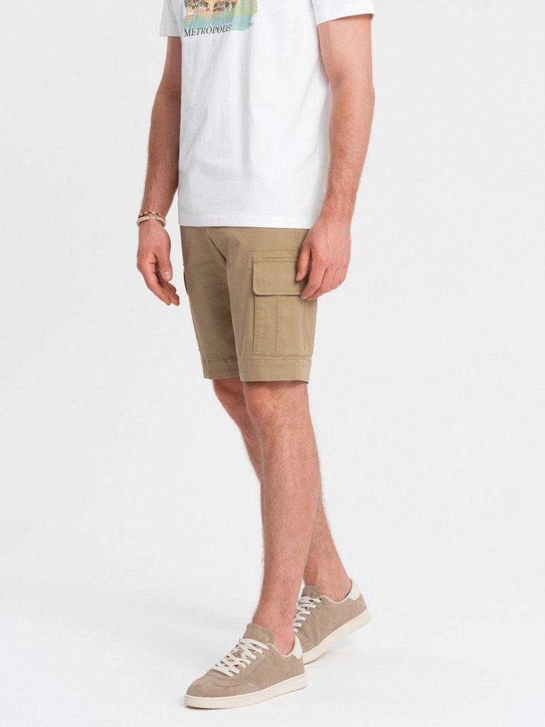 Ombre Einfarbige Herrenshorts mit Cargotaschen ash XL