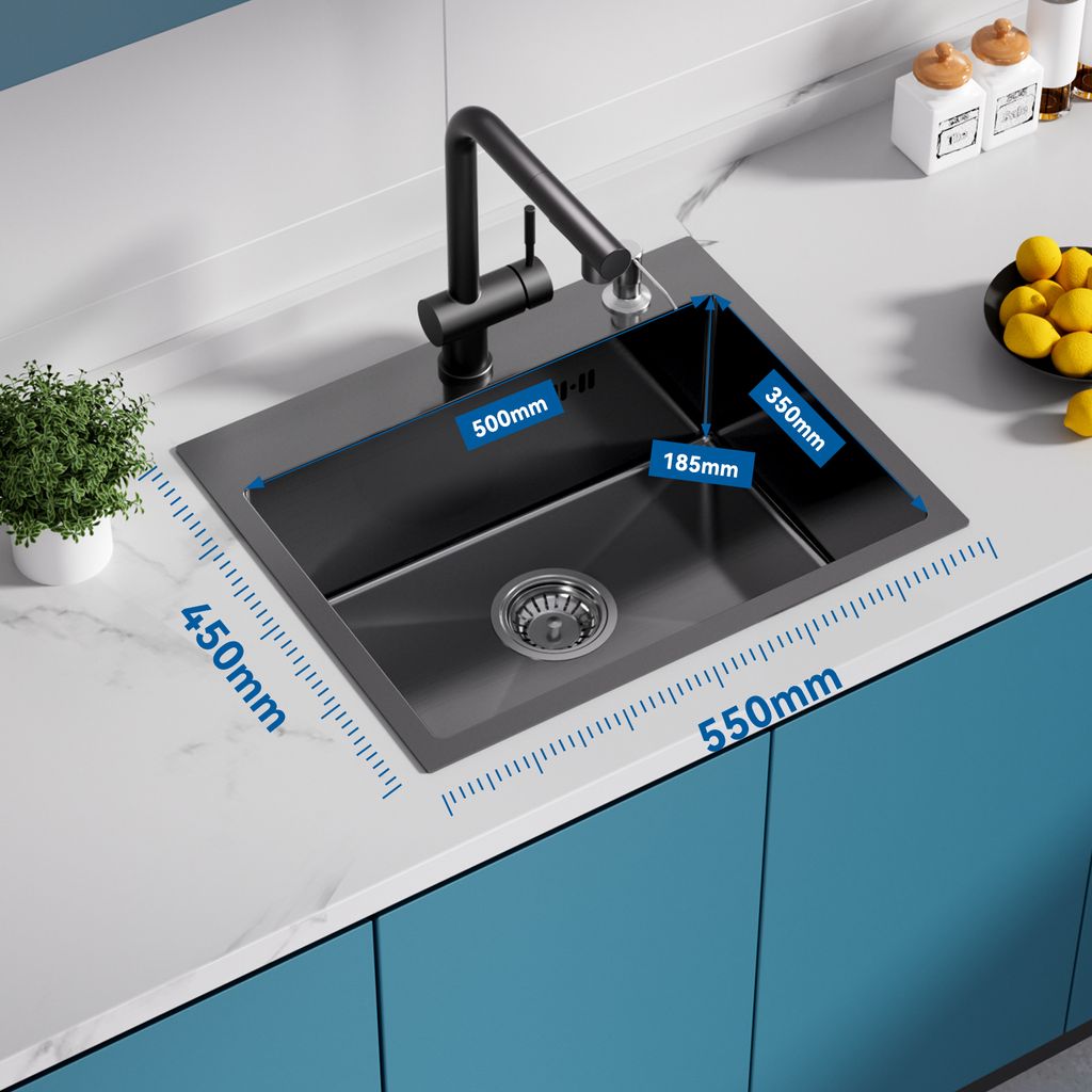 55 x 45 CM Küchenspüle Edelstahl Waschbecken Einbauspüle Produktbild 5