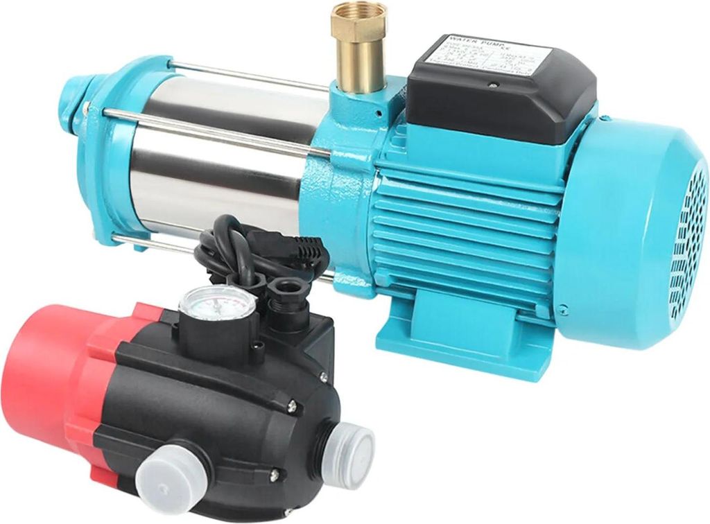 Elektrische Wasserpumpe - Kreiselpumpe - 1300 W - 230 V EU-Stecker - 4000 l/h - 9,8 bar - Saughöhe 8 m - Edelstahl