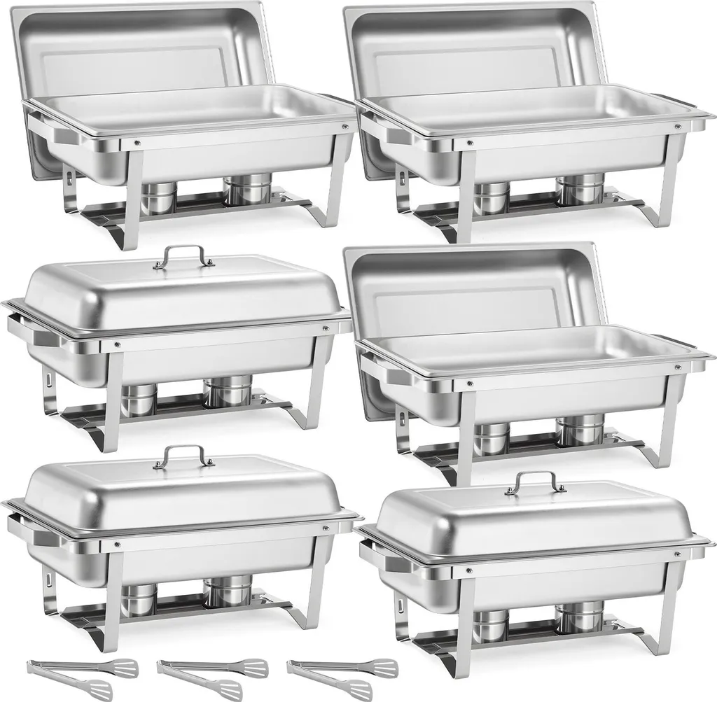 Garder vos Plats au Chaud pour Buffet : Set 6 Chafing Dish Inox 8,5L