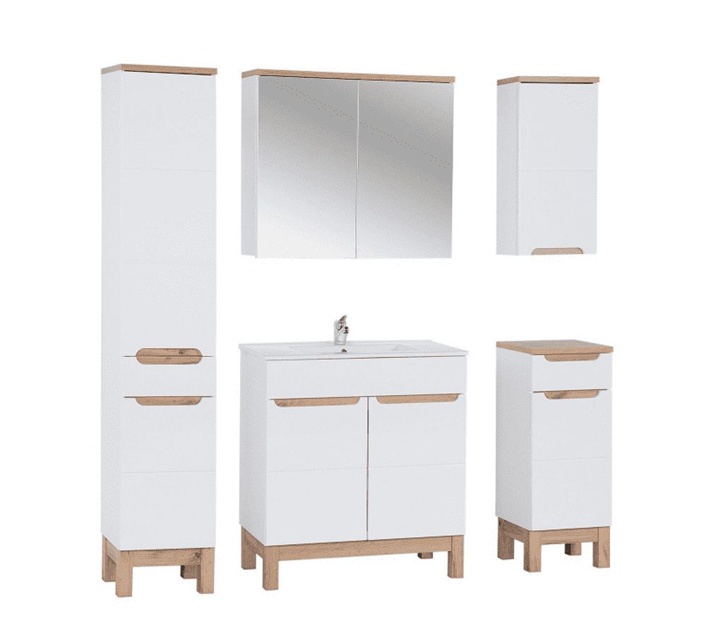 Bali 2D Hochschrank mit Wäschekorb, Weiß Glanz und Produktbild 6