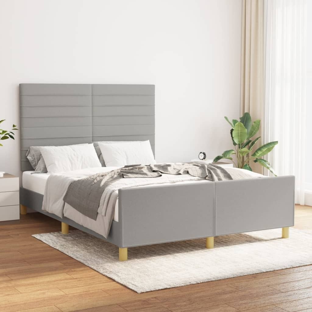 Maison Exclusive - Bettgestell ohne Matratze Hellgrau 140x190 cm Stoff