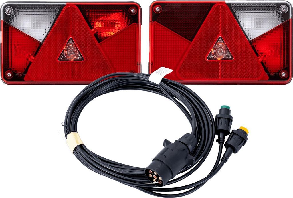 ASPOCK Beleuchtungsset Anhänger mit Multipoint V Rückleuchten, MANTES Kabelbaum 4 m 7-polig, 12 V Glühbirne, für Anhänger