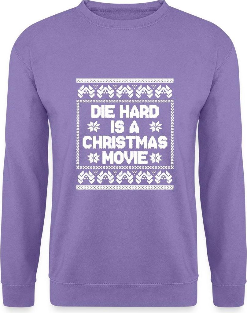 Spreadshirt Die Hard Is A Christmas Movie Ugly Style Uni Pullover, M, Lavendel