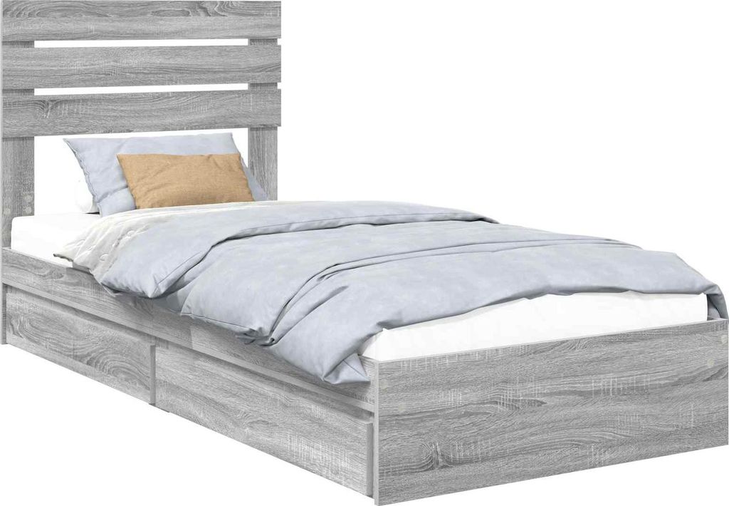 Aufbewahrungsbett Graues Sonoma 75 x 190 cm Holzwerkstoff