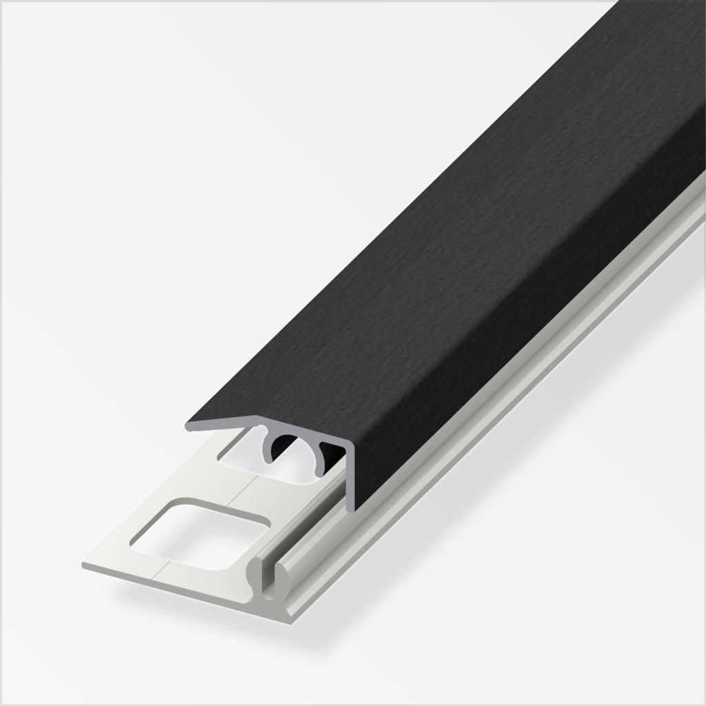 alfer Abschluss-Profil 1 m, 19.5 x 7 mm Alu eloxiert gebürstet schwarz