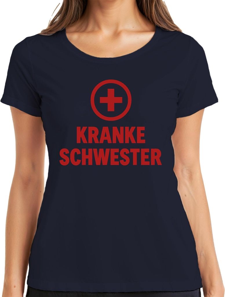 KRANKE SCHWESTER Geschenk Krankenpflege Humor Pflegerin Halloween Damen T-Shirt, Navy, L