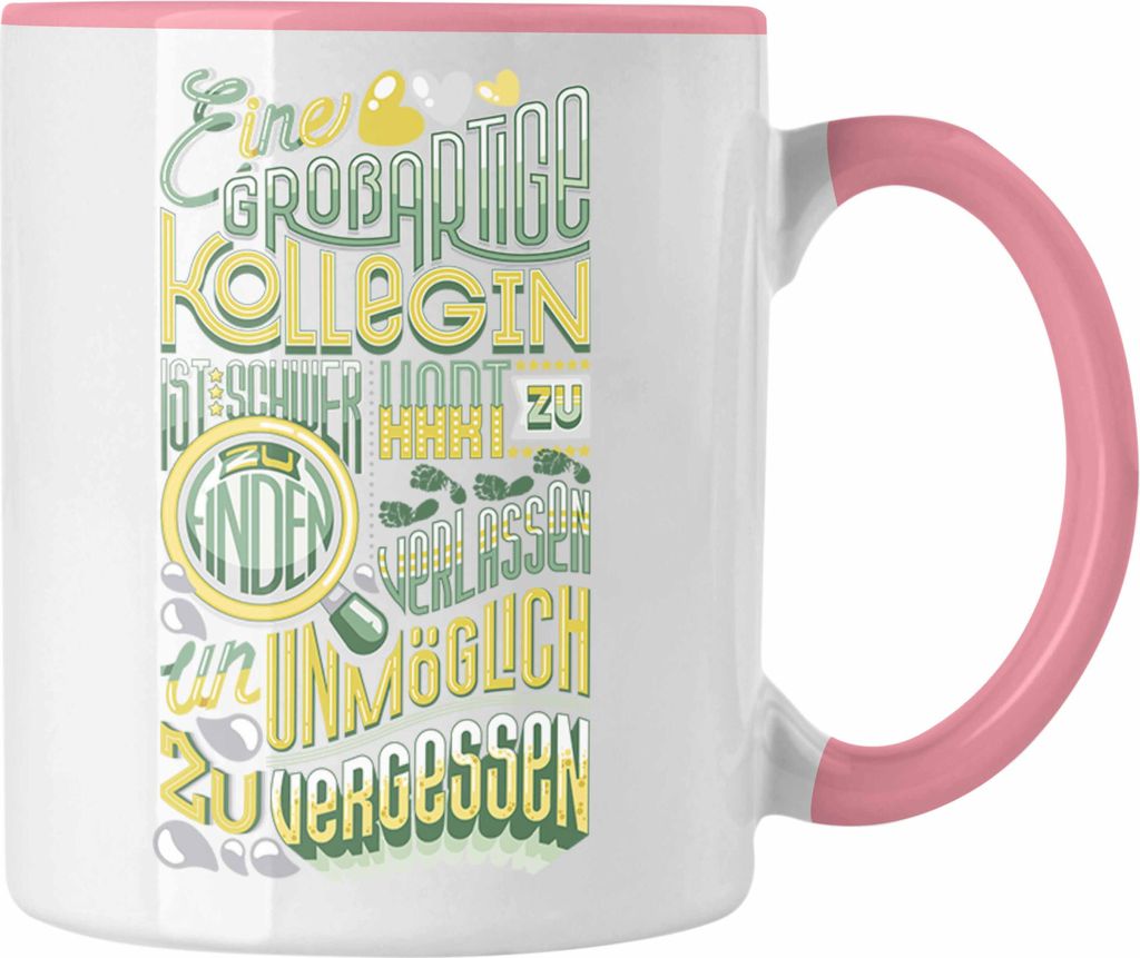 Trendation - Kollegin Abschied Tasse Geschenk Abschiedsgeschenk Neuer Job Jobwechsel Spruch (Rosa)