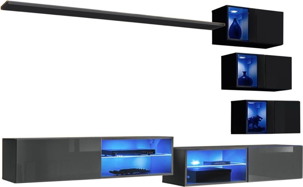 Wohnzimmermöbel-Set SWITCH XXIV, Design in Grau und Schwarz.