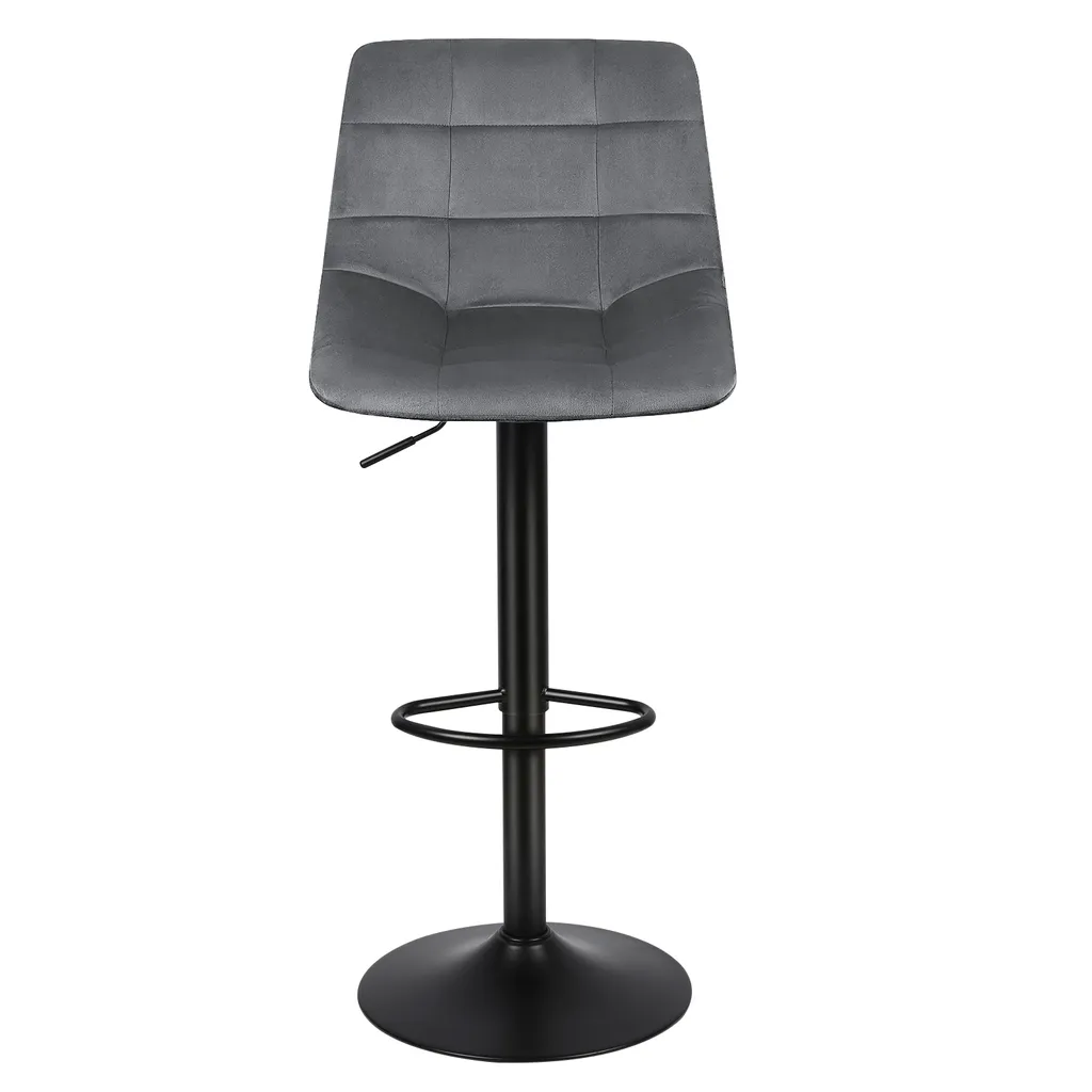 Tabourets de bar pivotants lot de 2 chaises hautes velours et métal gris - 6