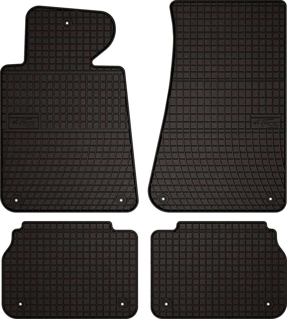 Gummifußmatten passend für BMW 5 E34 (Limousine, Kombi, Touring, Bj. 1988-1994) – schwarz, passgenau, mit Befestigungen set 4 Stk. - Gummi-Auto...