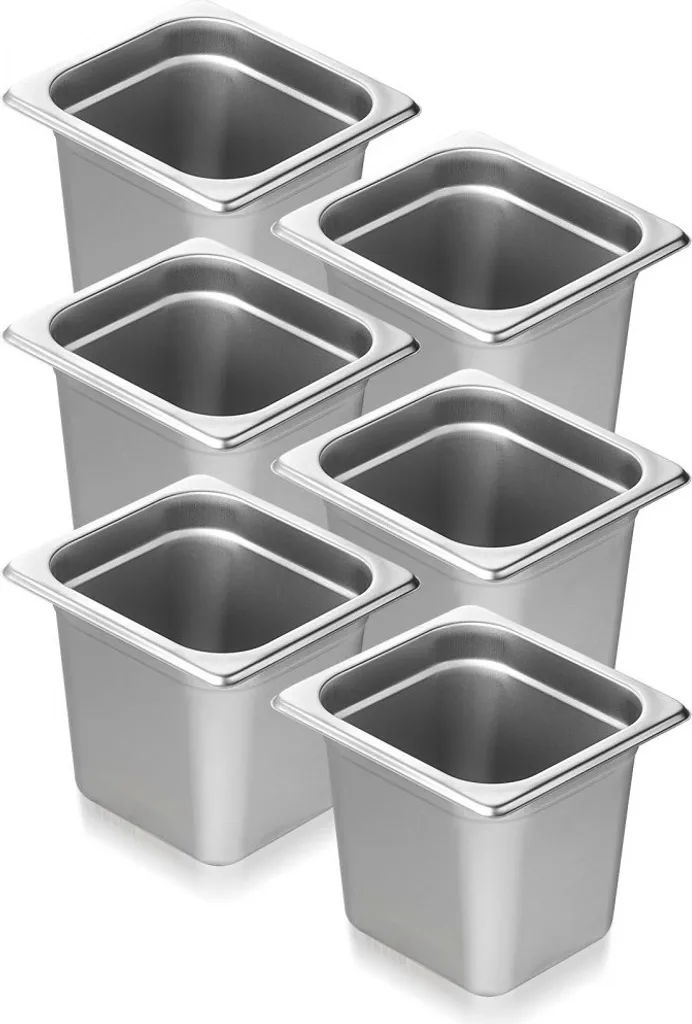 Set 6 Bacinelle Inox Gastronorm 1/6 x 160mm | Alta Qualità Catering