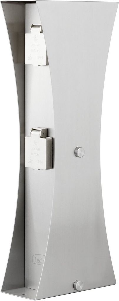 Ledino Steckdosensäule 4er Connect D4, Edelstahl Außen Design-Stromsäule