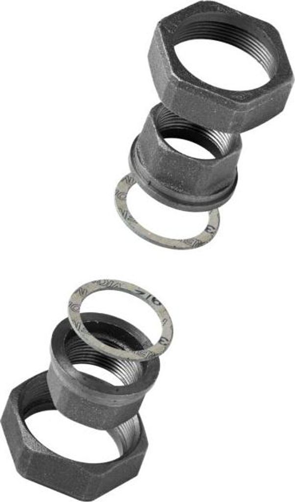 Hermann Schmidt Temperguss Pumpenverschraubungsset 14372375 DN 32, 1 1/4", schwarz