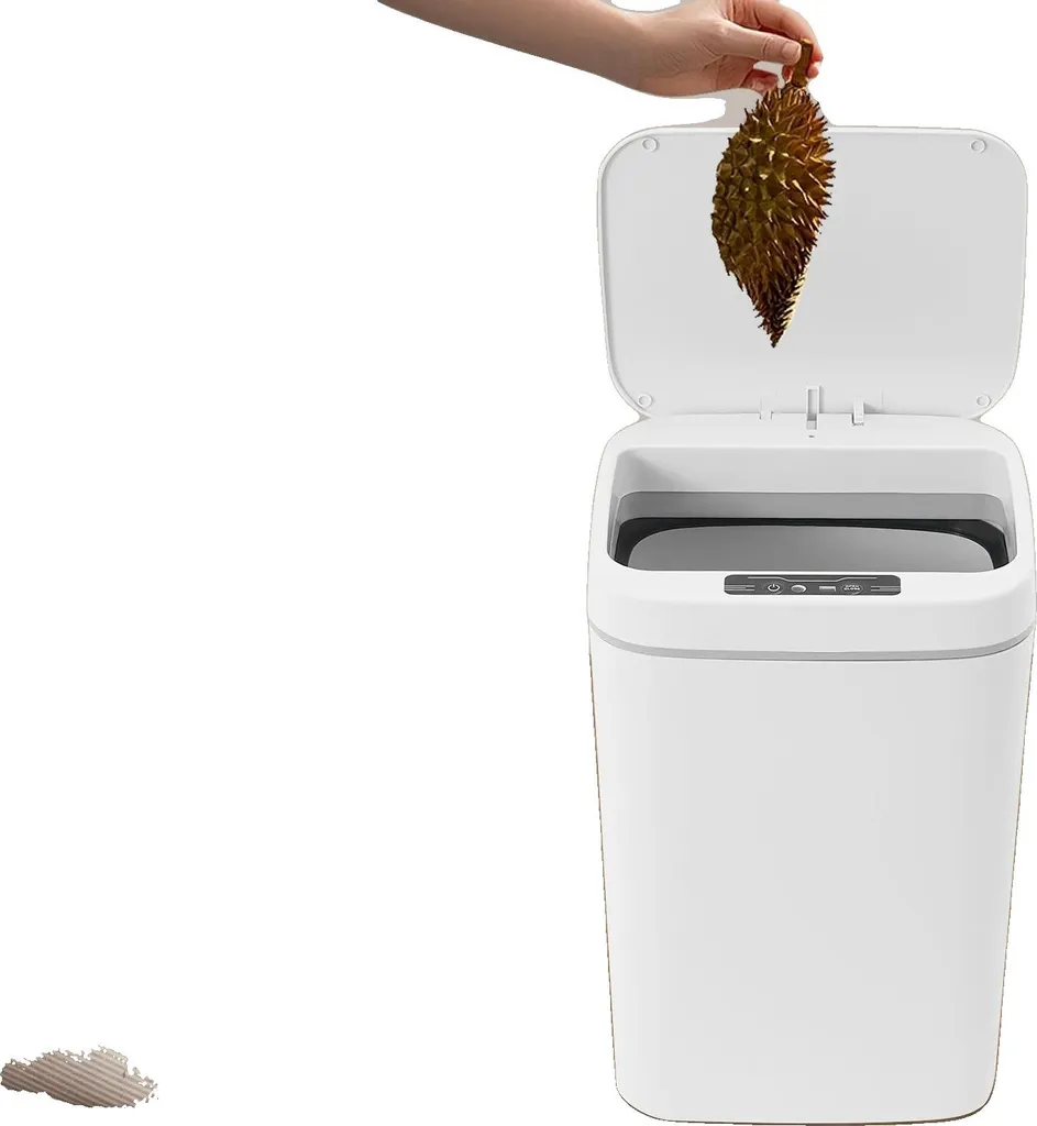 Fini les bactéries avec la poubelle sans contact BLANC design compact
