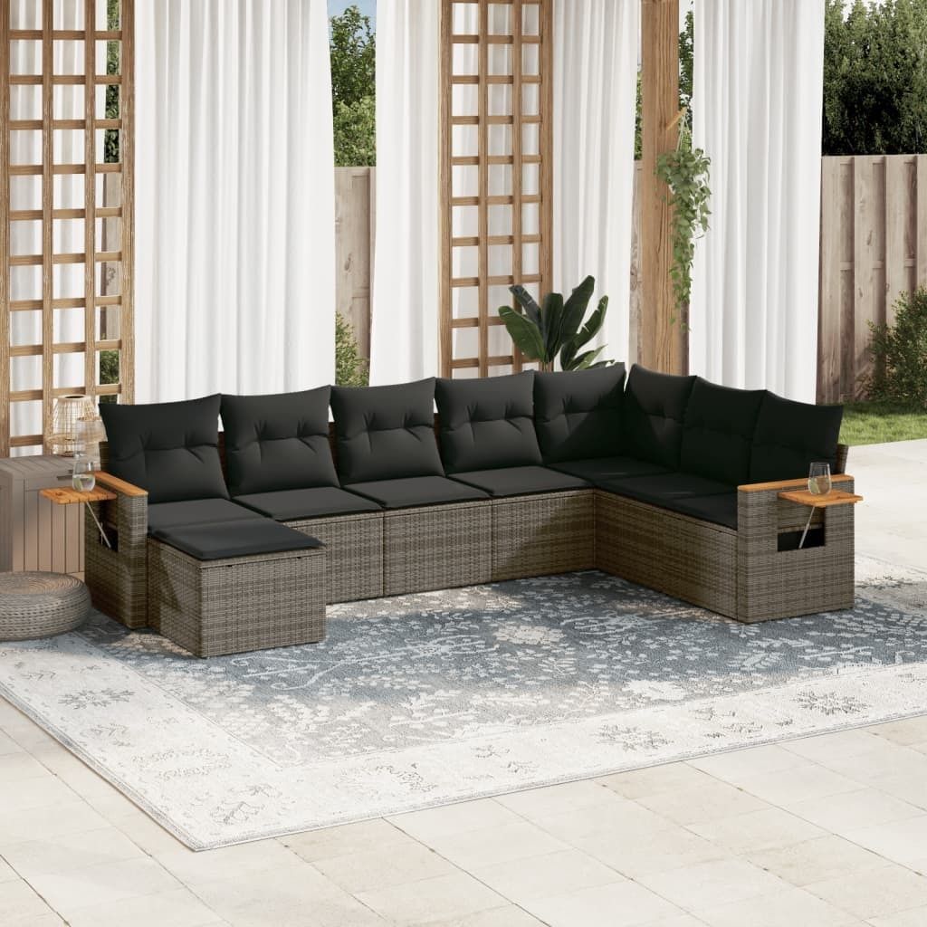 Maison Exclusive - 8-tlg. Garten-Sofagarnitur mit Kissen Grau Poly Rattan
