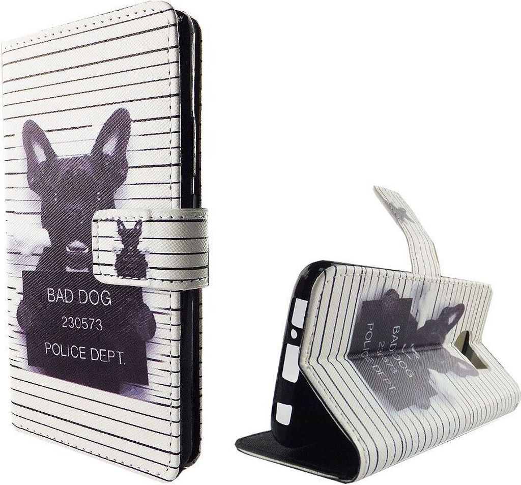 Handyhülle Tasche für Handy Samsung Galaxy S6 Böser Hund Weiß