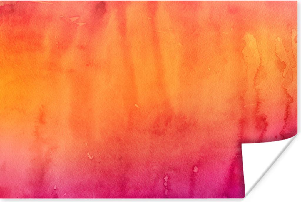 MuchoWow Poster Aquarell - Rosa - Orange 90x60 cm - Schlafzimmer