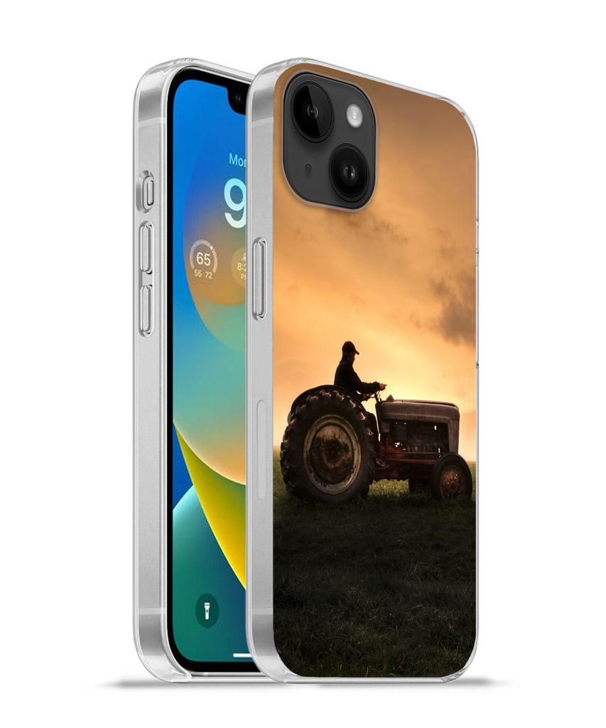 MuchoWow Handyhülle Schutzhülle Hülle für Apple iPhone 14 Plus - Soft case Traktor - Landwirt - Nebel Silikon Softcase Handy Hülle - Abbildung
