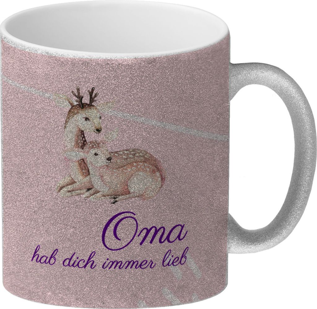 Oma hab dich immer lieb Glitzer-Kaffeebecher Besonders geeignet als Geschenk