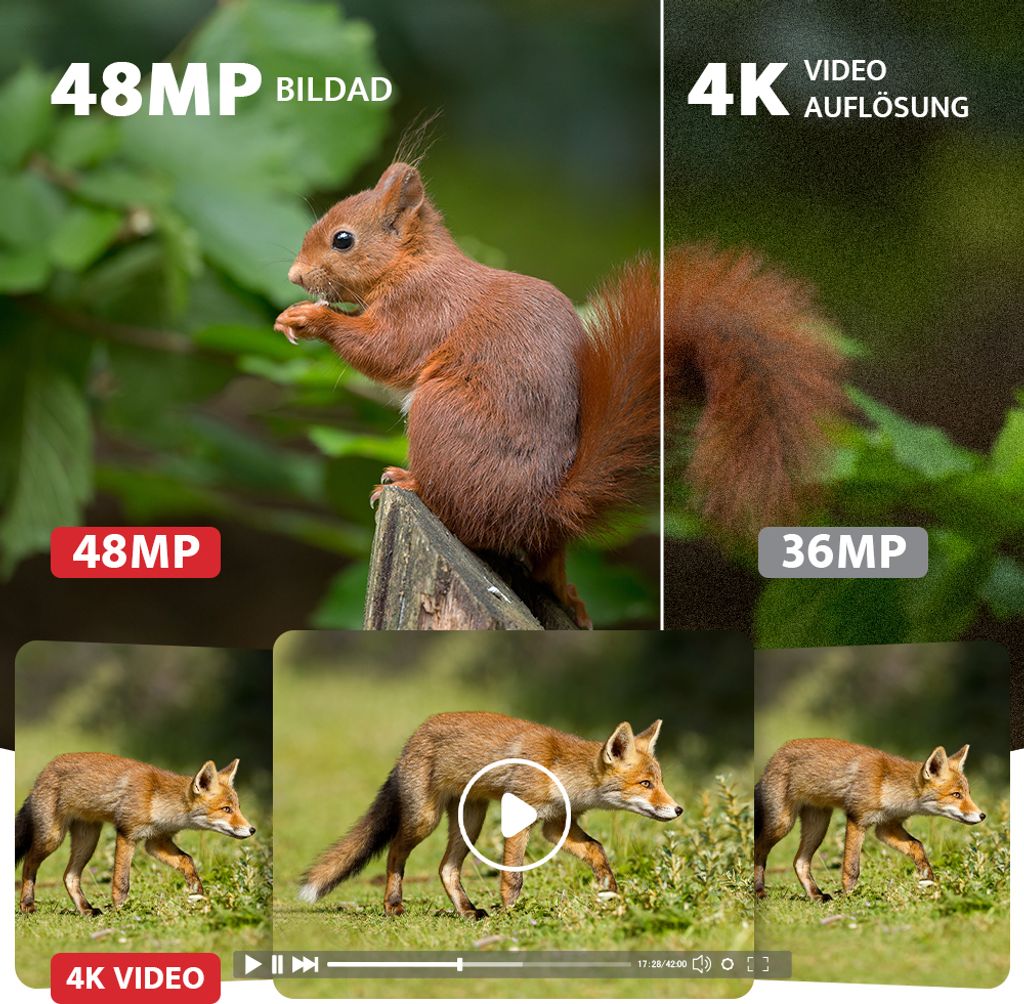 Solární kamera pro divokou zvěř 4K 30fps, 48MP lovecká Obrázek produktu 4